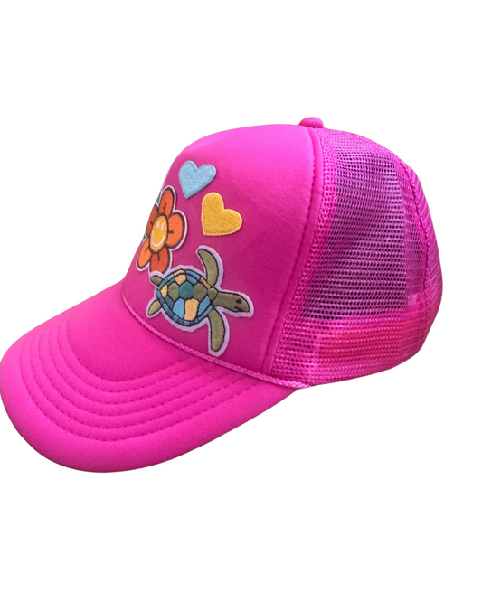 Hot Pink-Turtle, Flower, Leaf, Heart Foam Trucker Hat