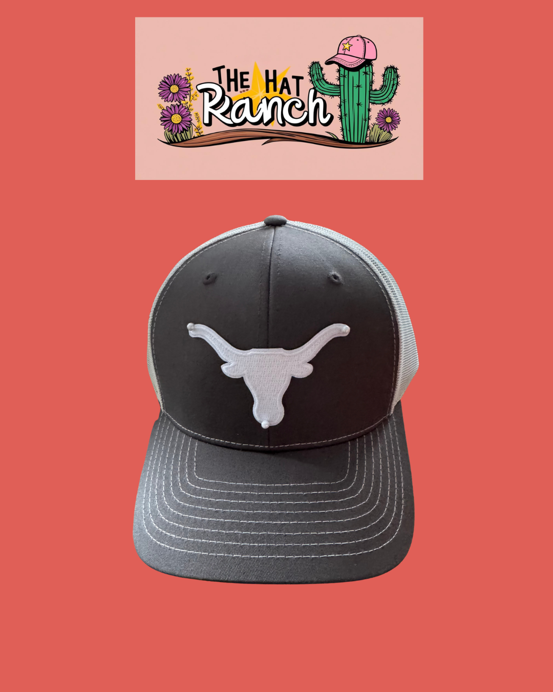 White Longhorn Brown Hat