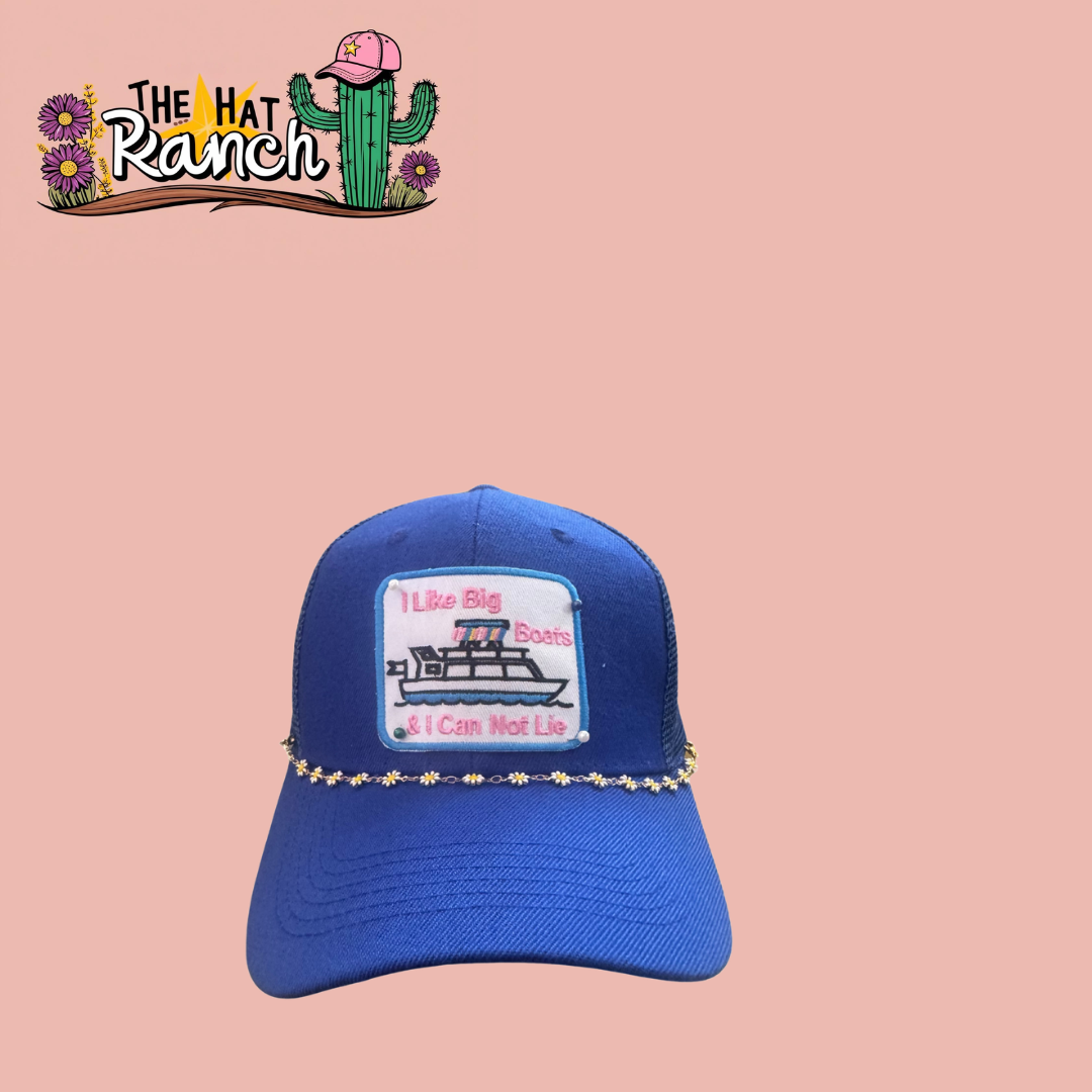 Royal Blue Cotton Trucker Hat-I Like Big Boats and I Cannot Lie