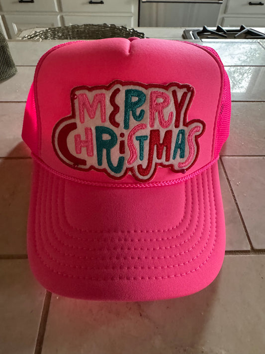 Hot Pink Merry Christmas Hat