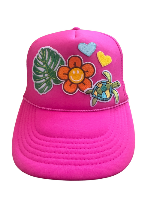 Hot Pink-Turtle, Flower, Leaf, Heart Foam Trucker Hat