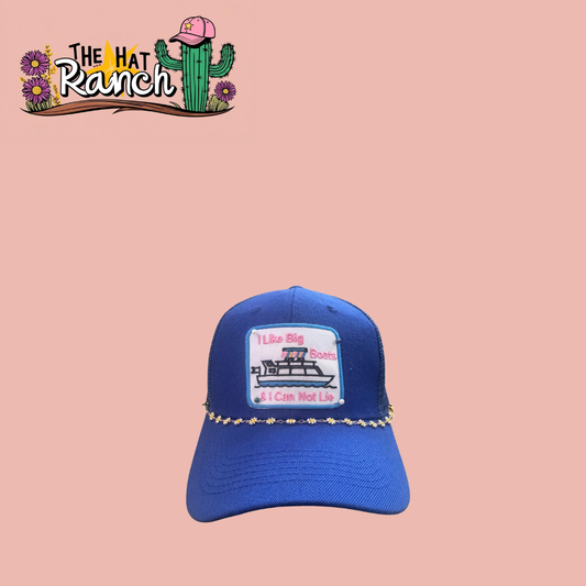 Royal Blue Cotton Trucker Hat-I Like Big Boats and I Cannot Lie