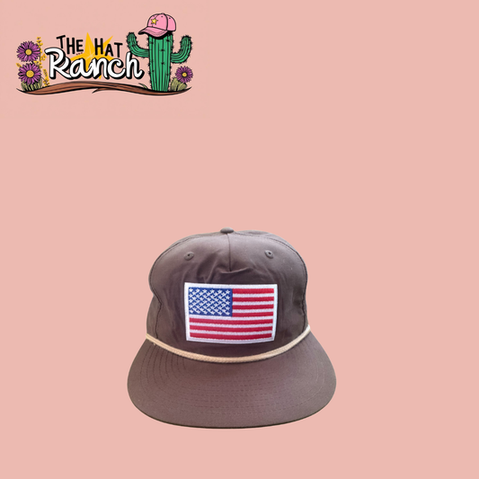 Richardson 112 Brown American Flag Rope Hat